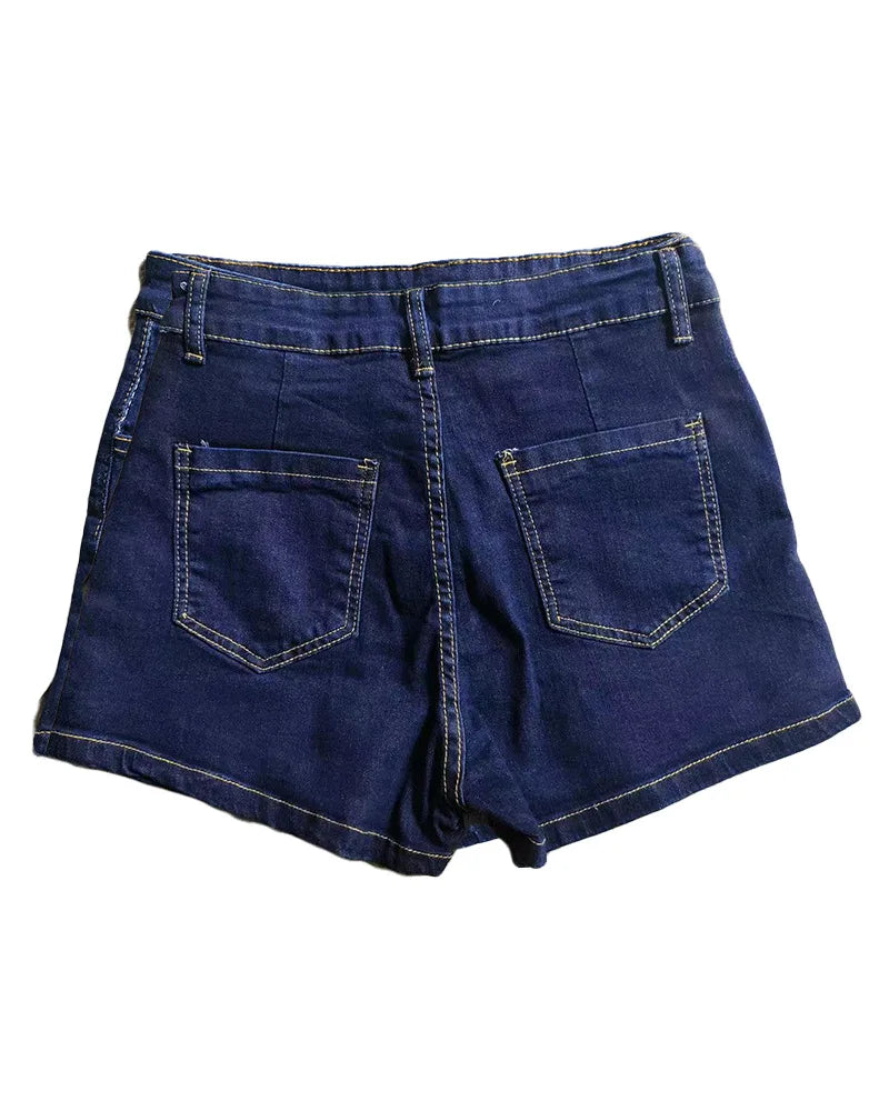 Denim Cotton Pleated Hip Skirt