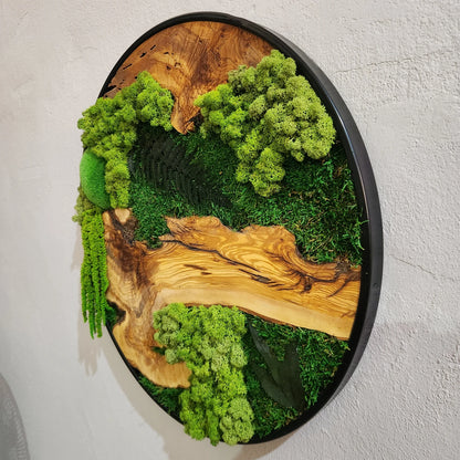 Moss and Olive Wood Wall Art